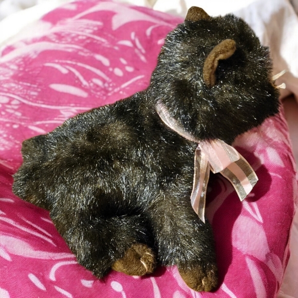 Vtg 2004 Ty Beanie Babies Heiress Black Cat Plush Stuffed Animal Pink Bow Tag - Picture 2 of 12